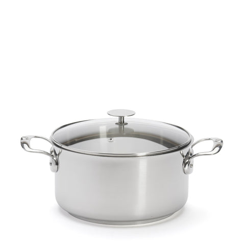 STAINLESS STEEL STEWPAN MILADY WITH GLASS LID 24 CM