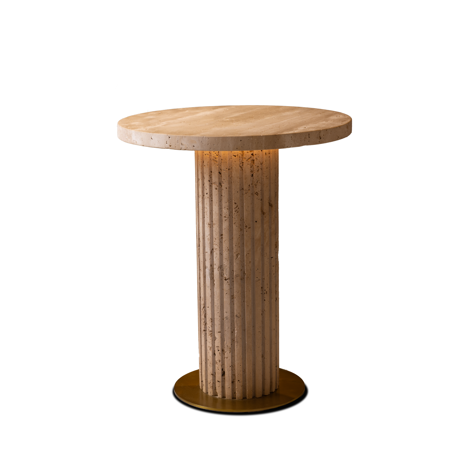 MONTUNO TRAVERTINE ROUND LED END TABLE