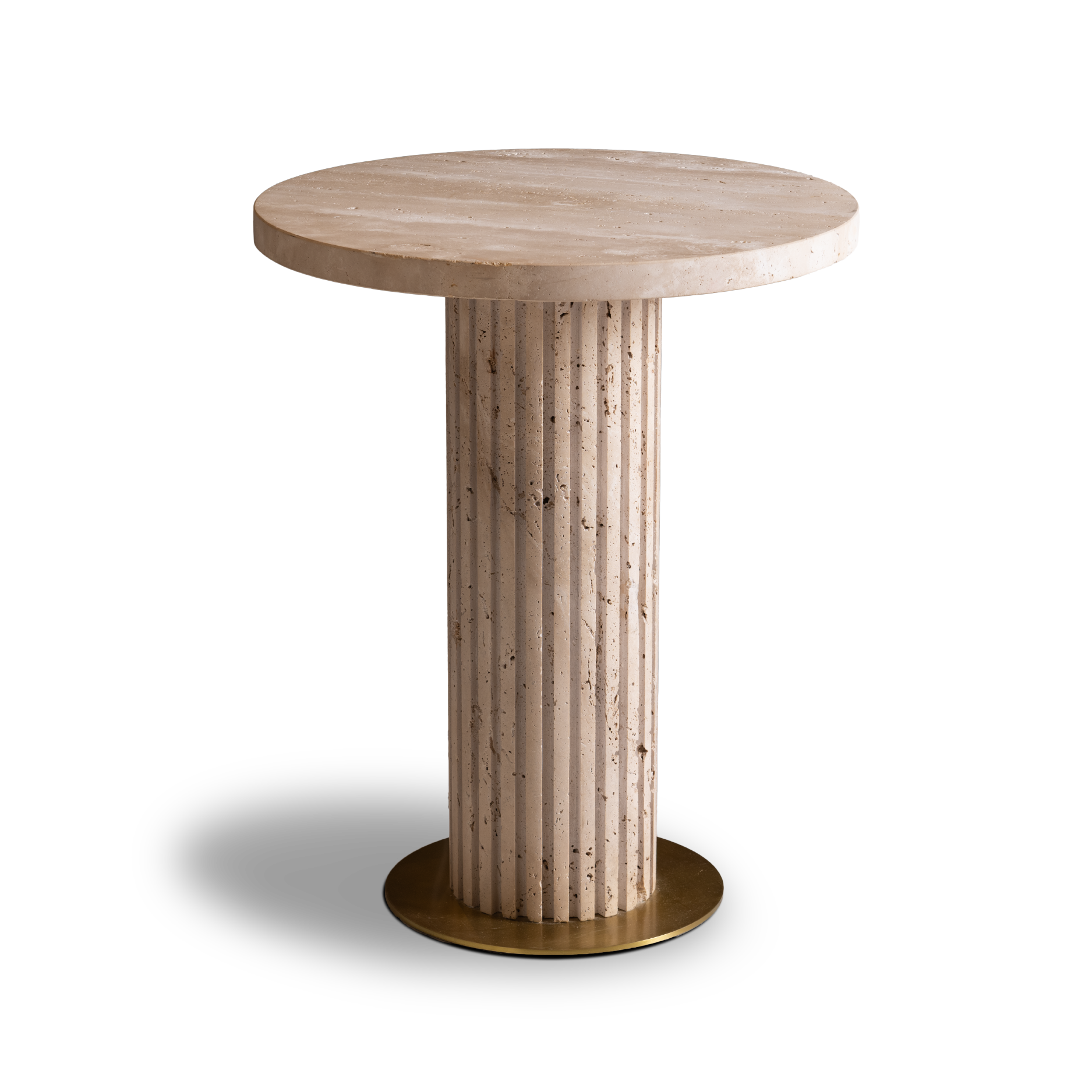 MONTUNO TRAVERTINE ROUND LED END TABLE