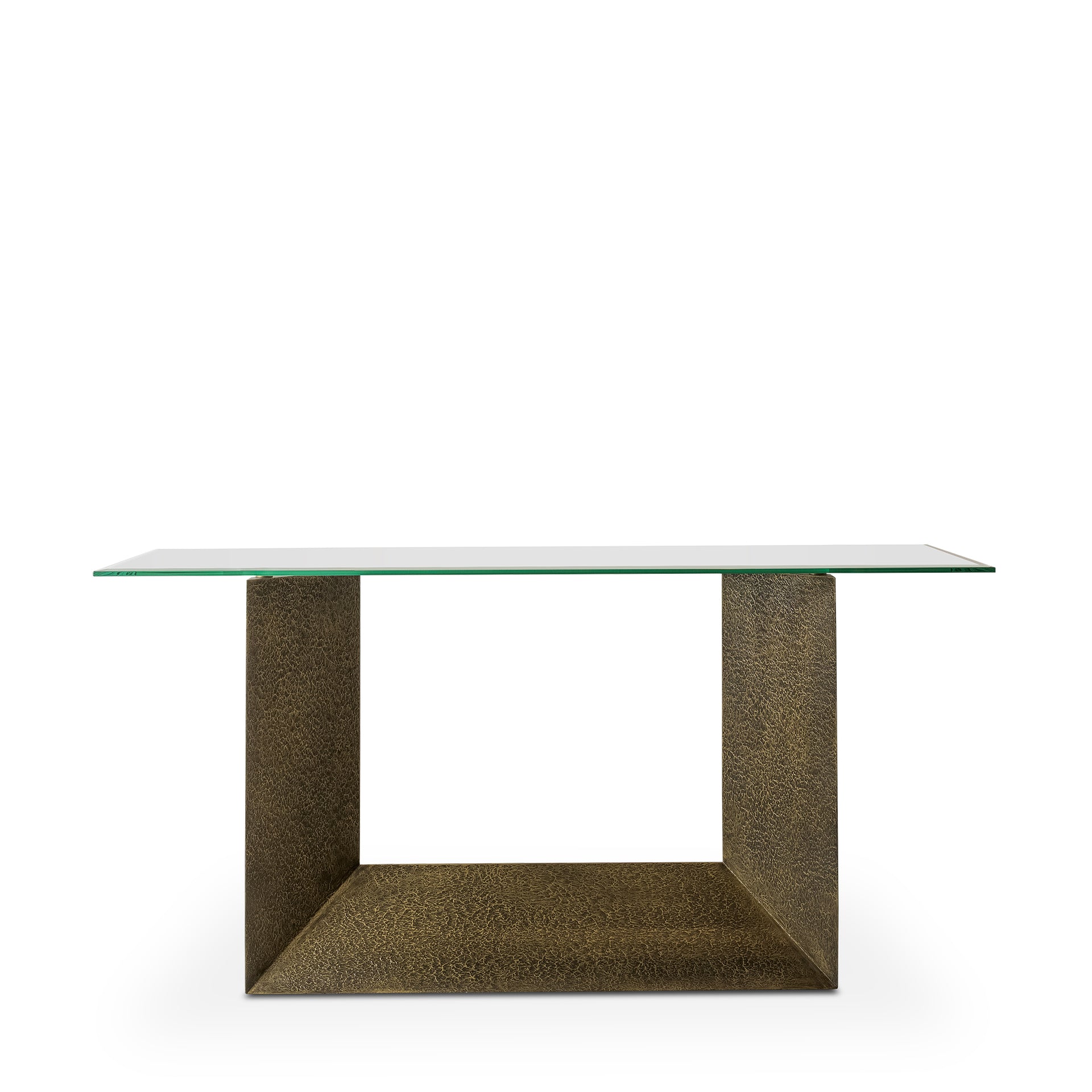 LILA PATINATED TEXTURED BRASS CONSOLE