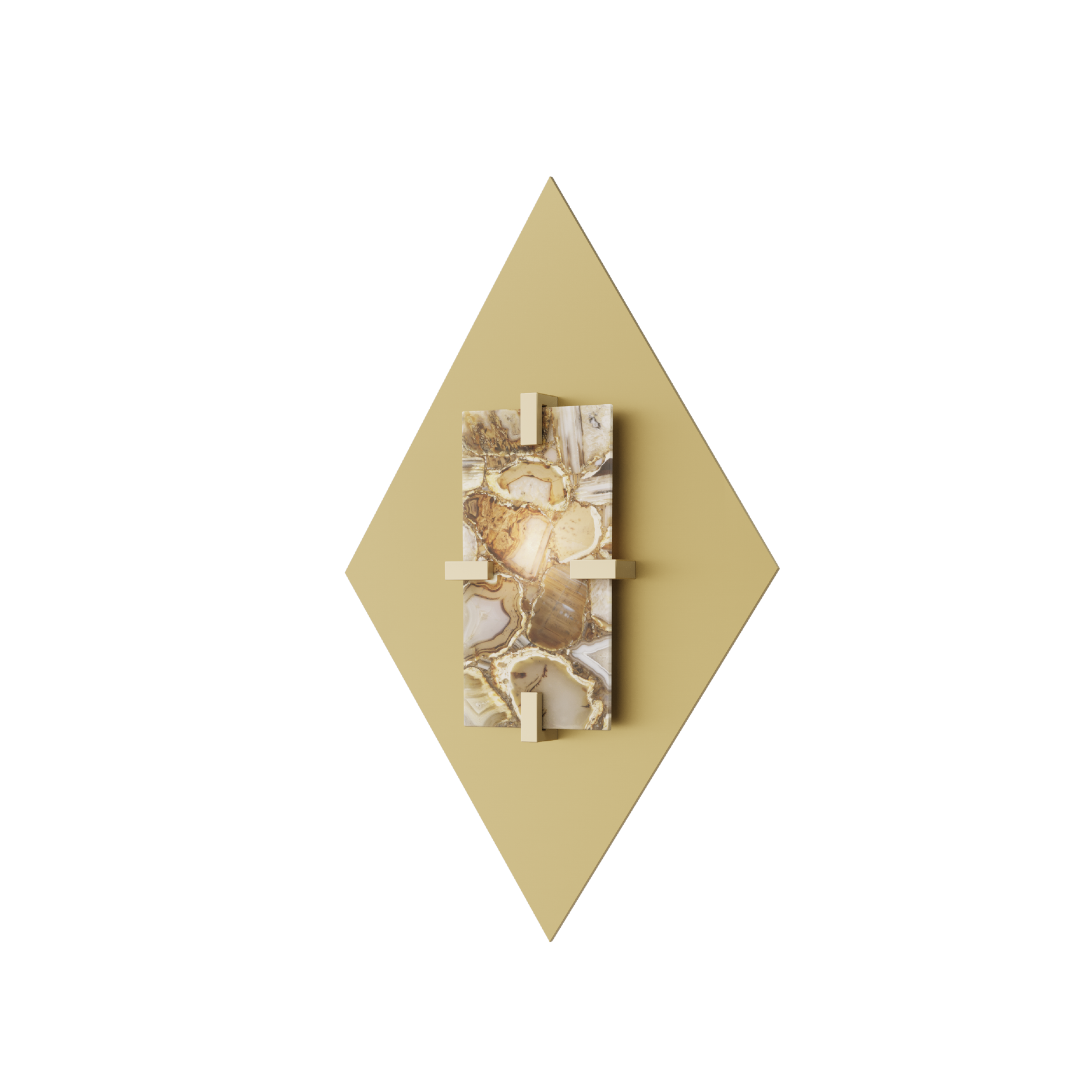 AGATE DIAMOND MEDIUM BRASS WALL LAMP