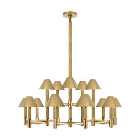 BARRETT LARGE KNURLED CHANDELIER IN NATURAL BRASS