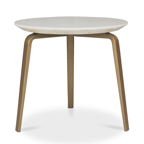 YULO ROUND BEIGE MARBLE END TABLE