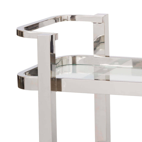 CARTER BAR CART SMALL POLISHED STAINLESS STEEL