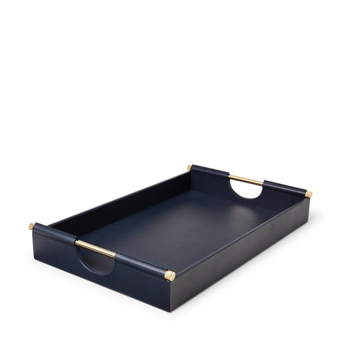 CLAUDE TRAY IN LEATHER NAVY BLUE