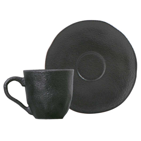 ORGANIC MATTE BLACKSTONEWARE COFFEE CUP SET OF 6