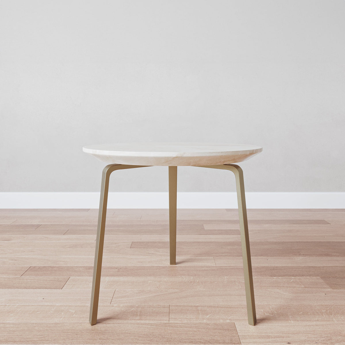 YULO ROUND BEIGE MARBLE END TABLE