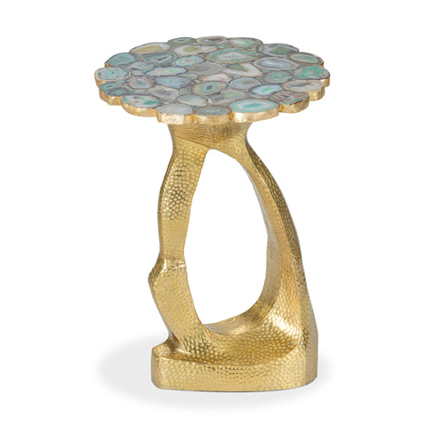 AGATE BRASS END TABLE