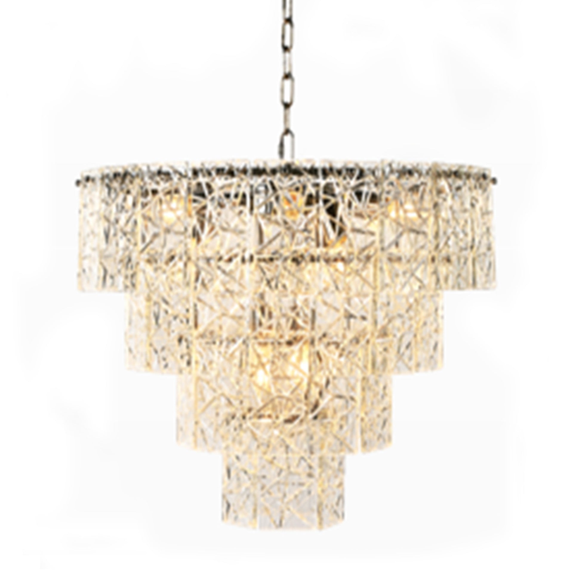 GEOMETRIC EMBOSS CRYSTAL CHANDELIER
ANTIQUE BRASS