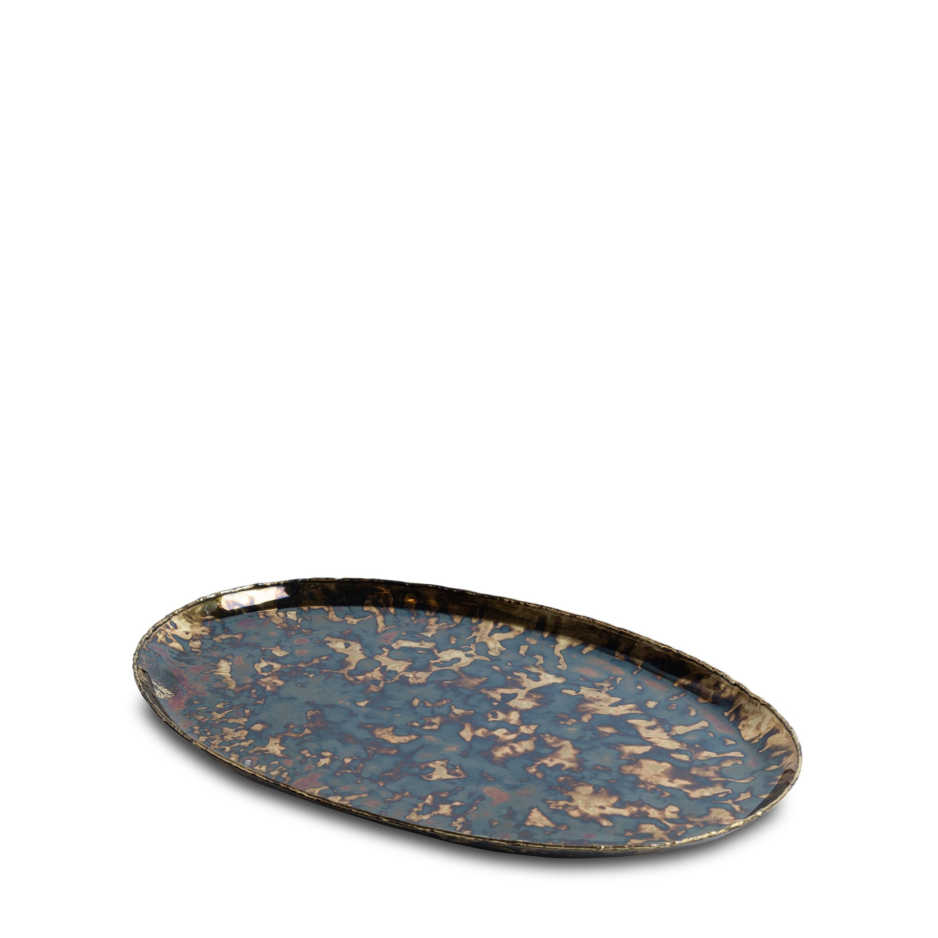 GOLD DRIP DROP BORDER OVAL TRAY