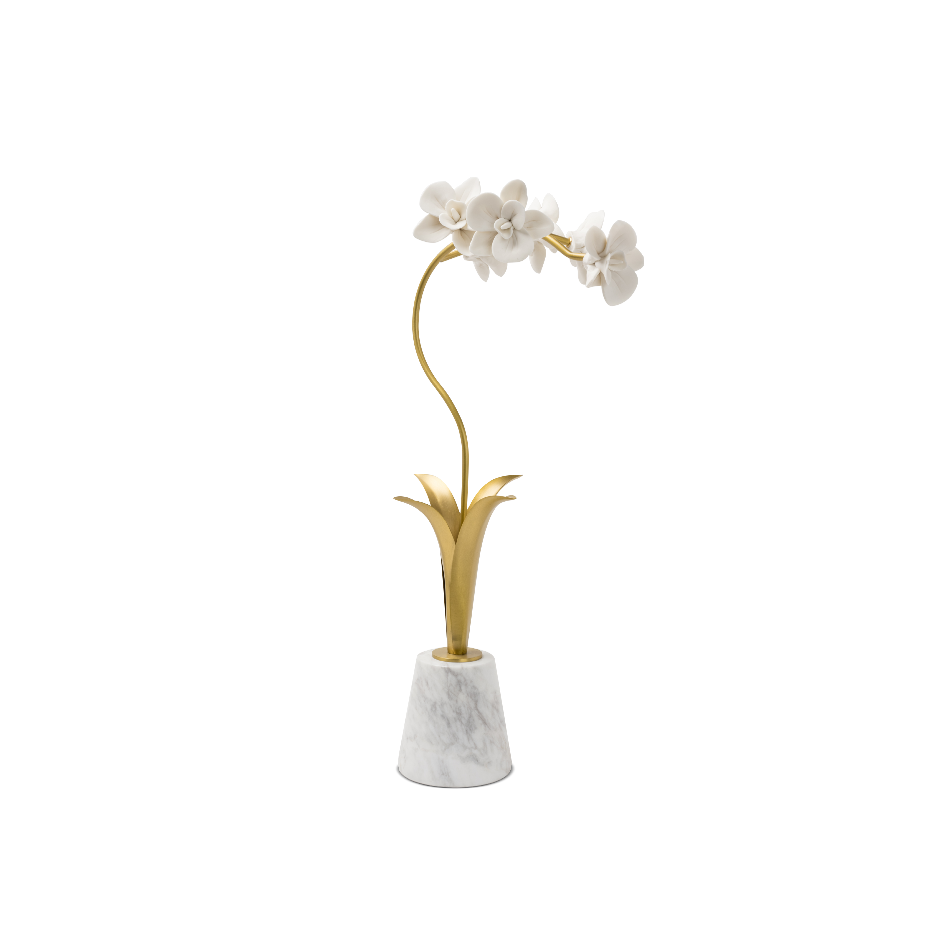 White Orchid Small Brass Decor