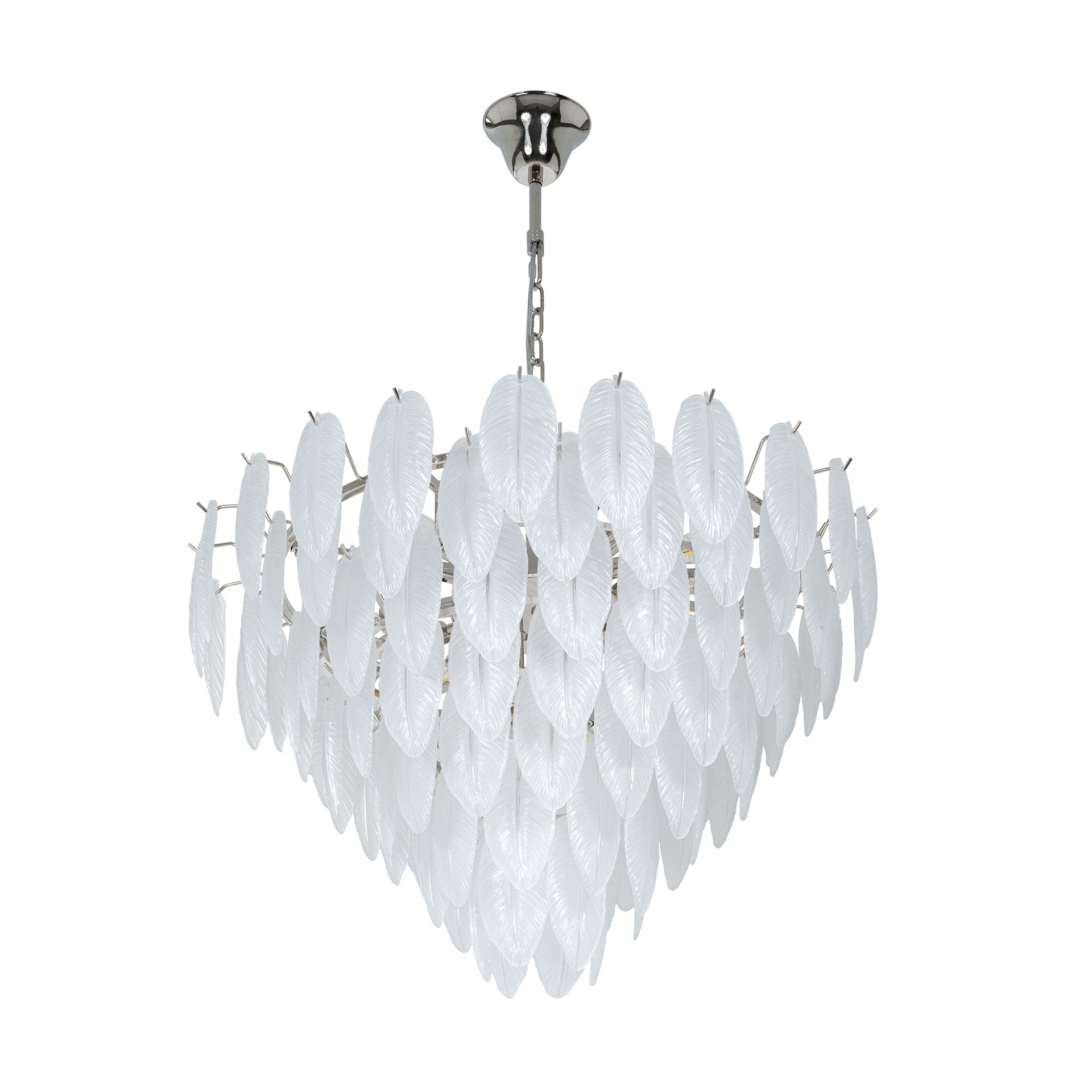 GLASS PLUME CHANDELIER
CLEAR NICKEL