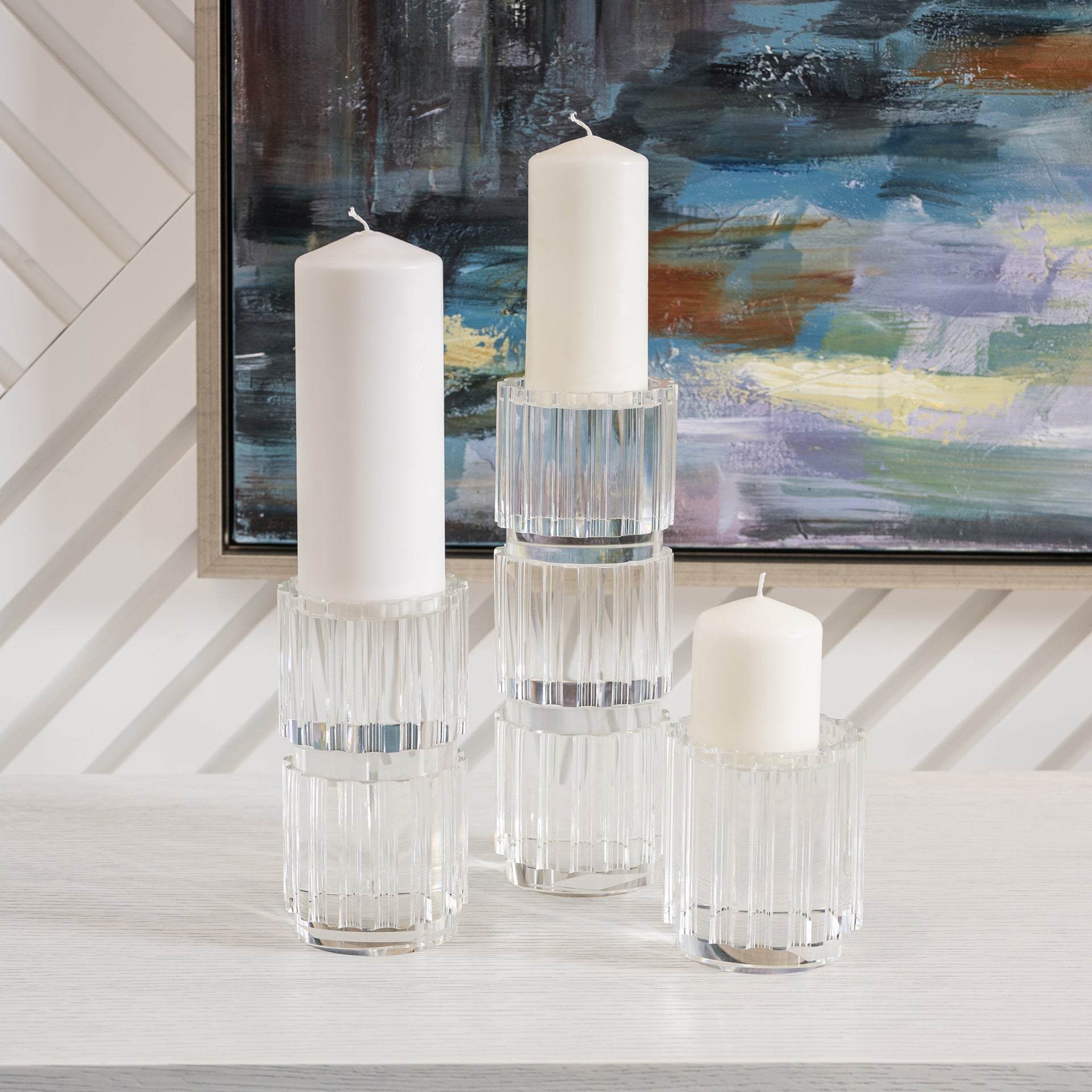 CRYSTAL GEAR MEDIUM CANDLESTICK