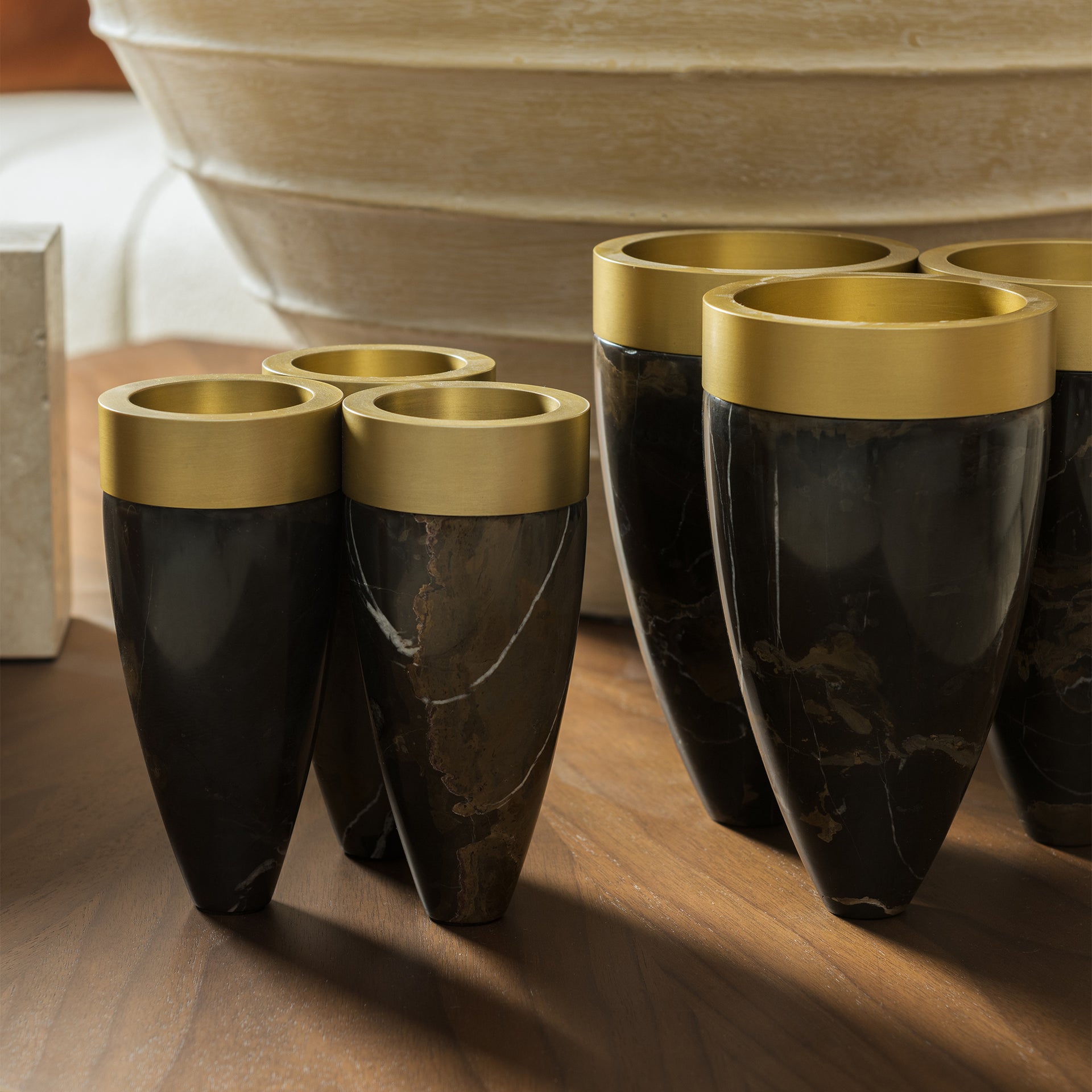 PORTO AMARA MEDIUM MARBLE TRIO CANDLE HOLDER