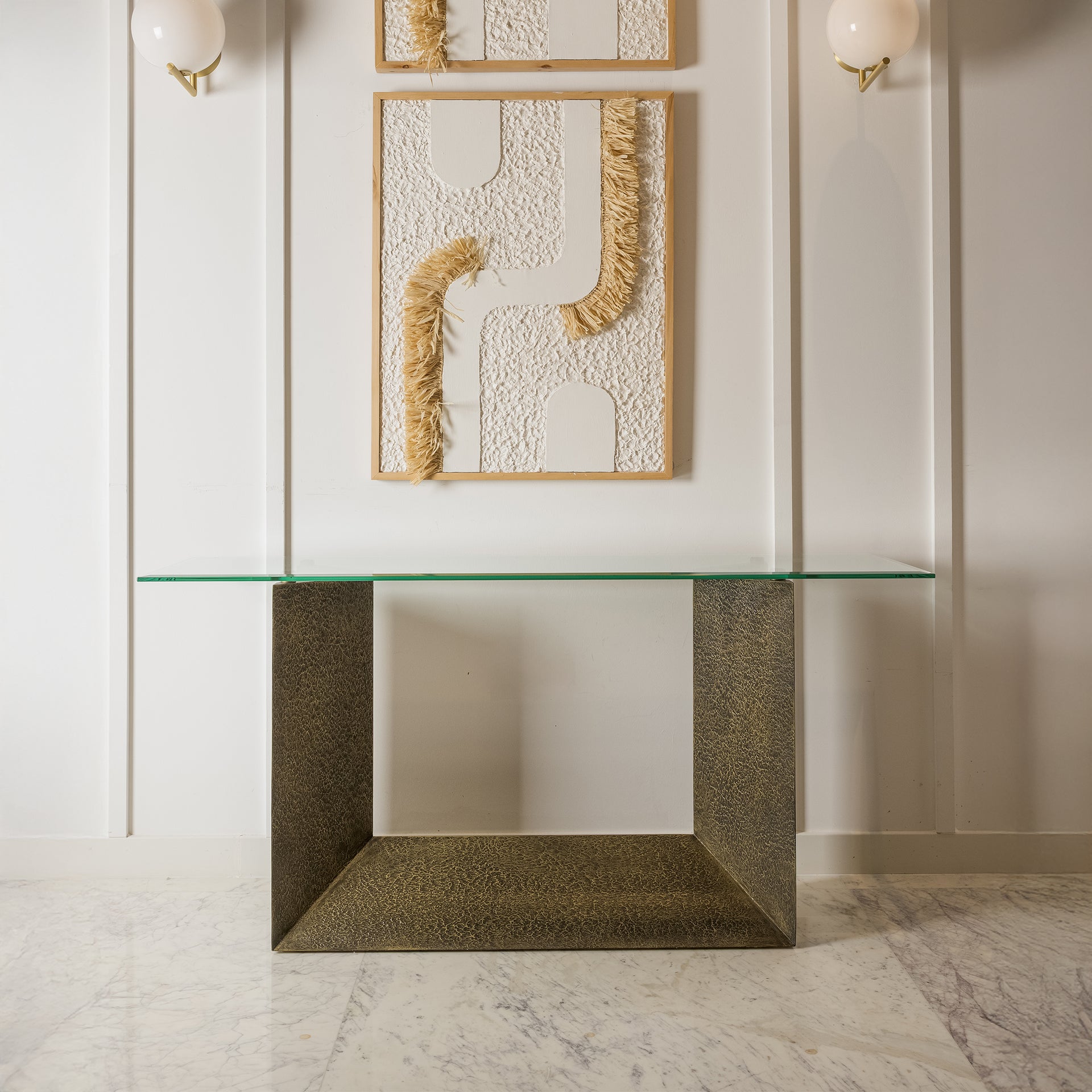 LILA PATINATED TEXTURED BRASS CONSOLE