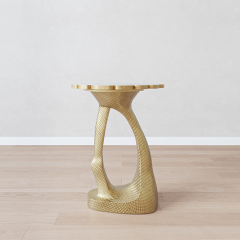 AGATE BRASS END TABLE