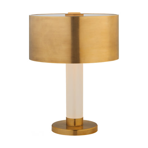 BARTON DESK LAMP IN NATURAL BRASS AND ETCHED CRYSTAL WITH NATURAL BRASS SHADE