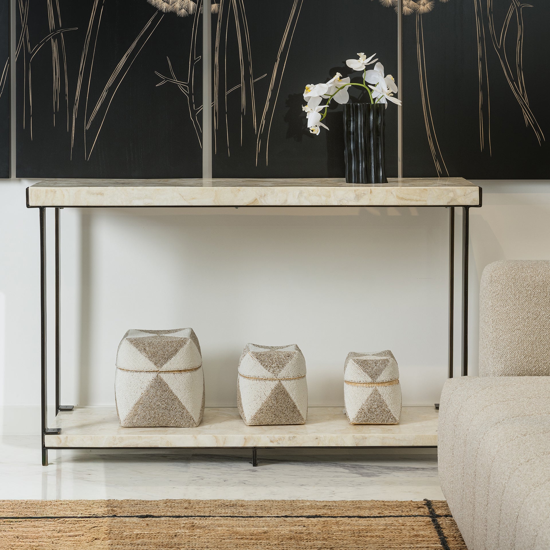 LEOPOLD CRYSTAL STONE RECTANGULAR CONSOLE