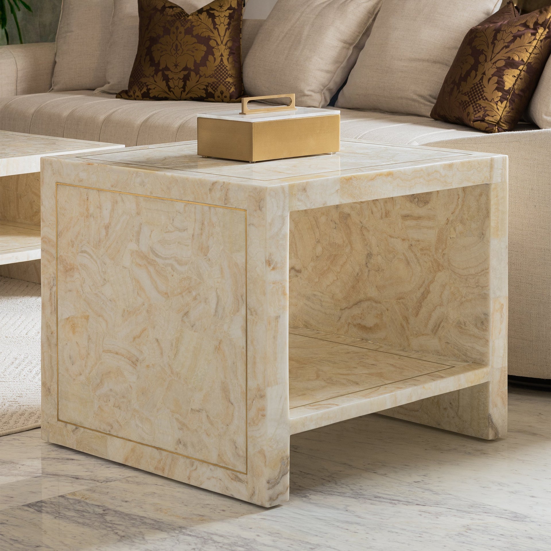 CLARA CRYSTAL STONE SQUARE END TABLE
