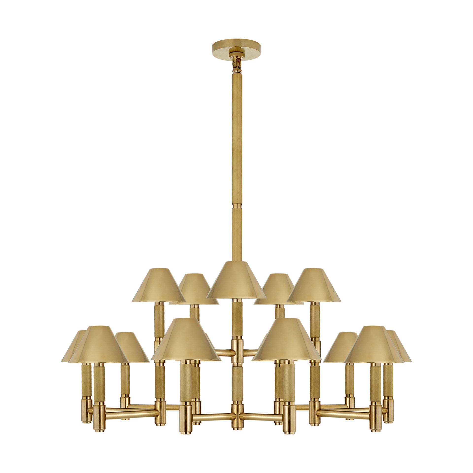 BARRETT LARGE KNURLED CHANDELIER IN NATURAL BRASS