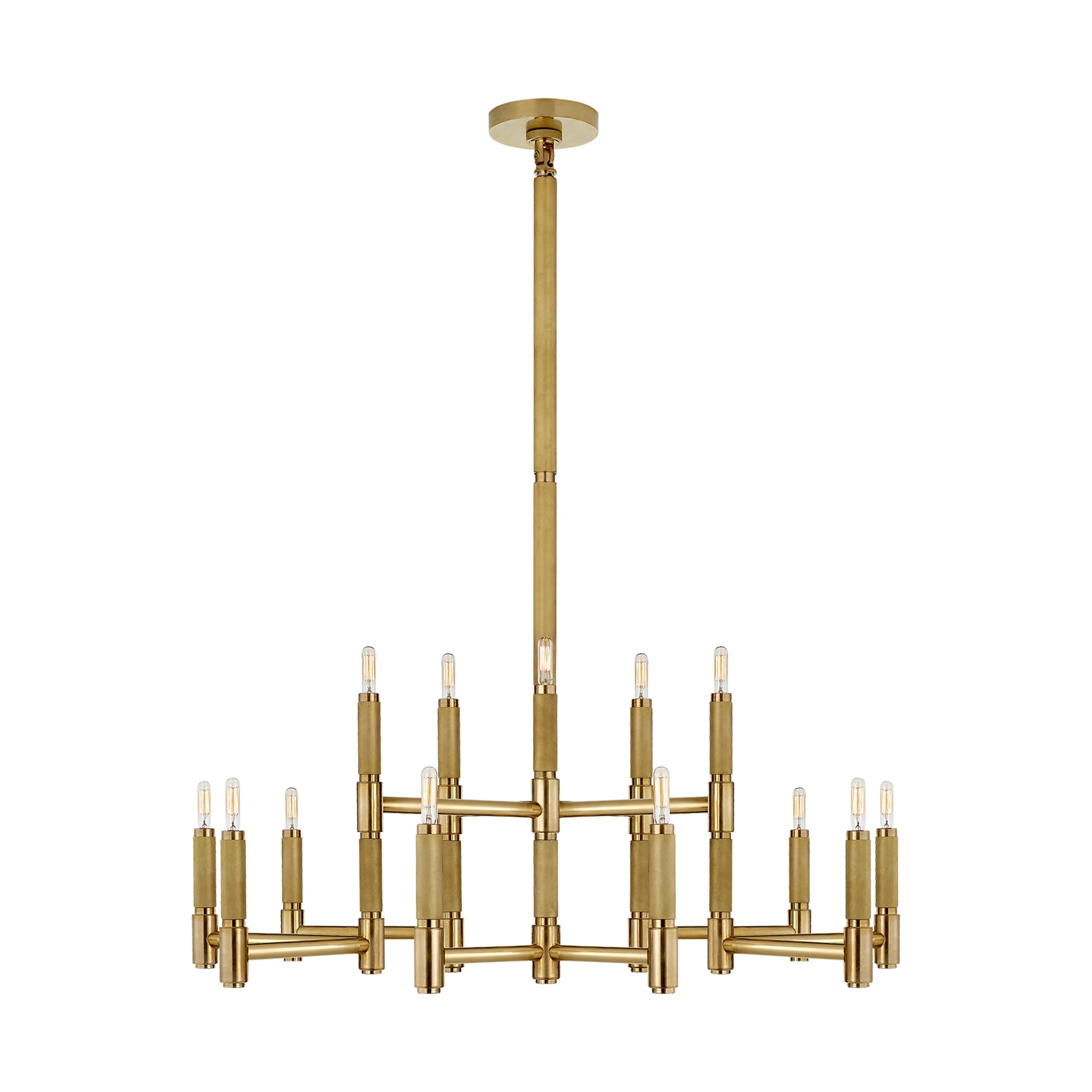 BARRETT LARGE KNURLED CHANDELIER IN NATURAL BRASS