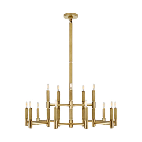 BARRETT LARGE KNURLED CHANDELIER IN NATURAL BRASS