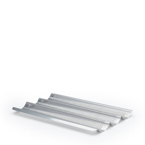 BAKING TRAY FOR 3 BAGUETTES PERFORATED STAINLESS STEEL