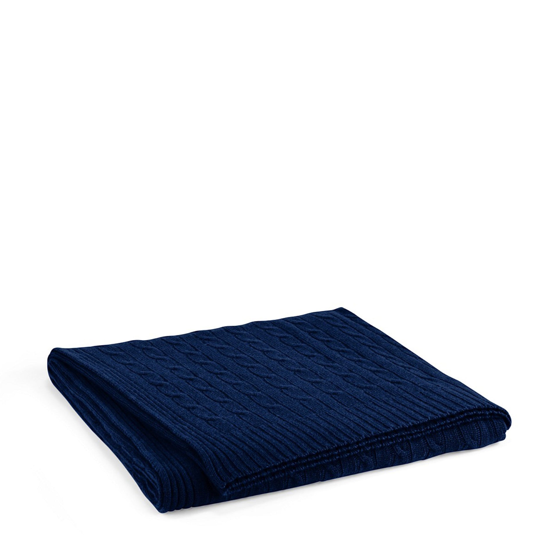 CABLE CASHMERE THROW BLANKET FRENCH BLUE