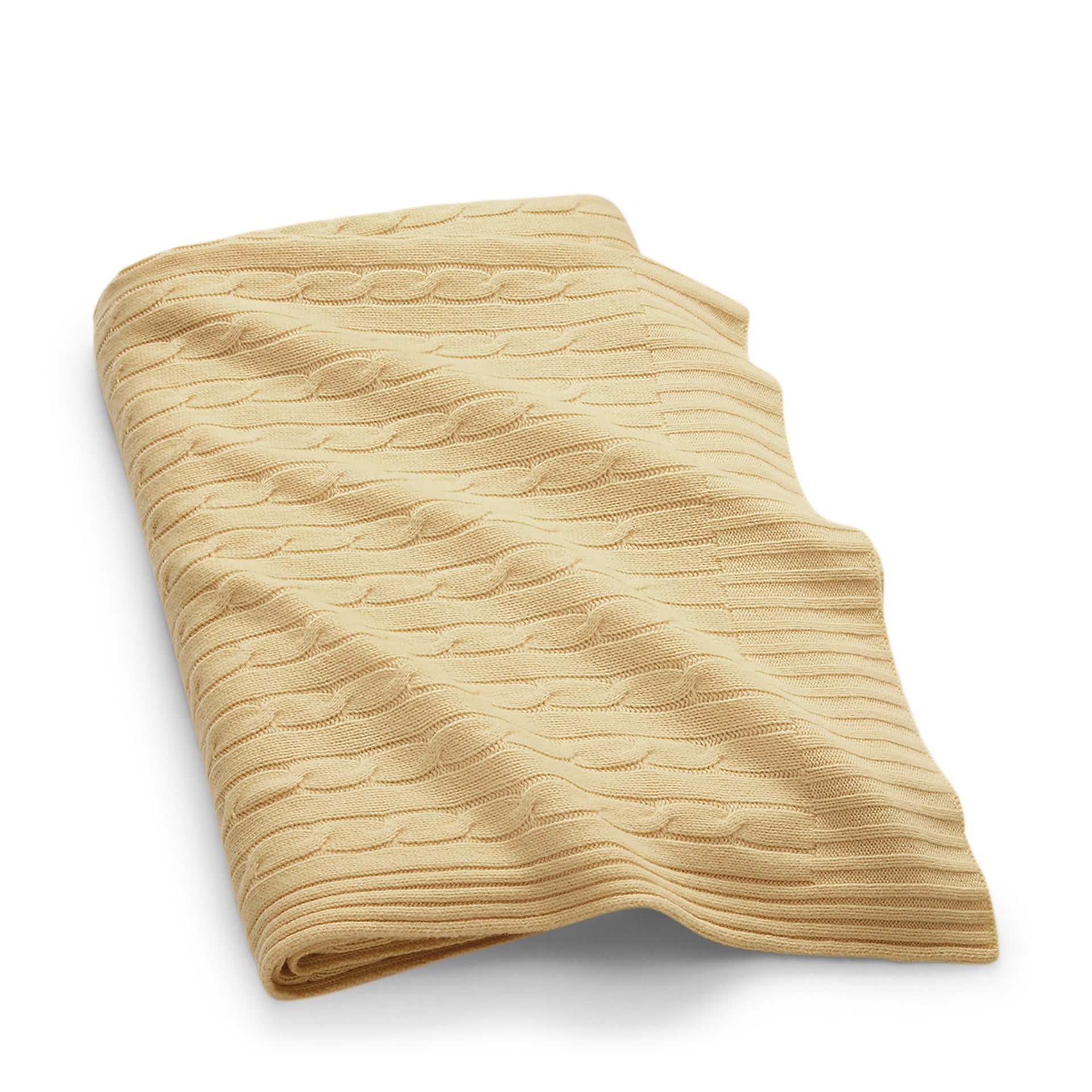 CABLE CASHMERE THROW BLANKET BURNISHED CHAMOIS