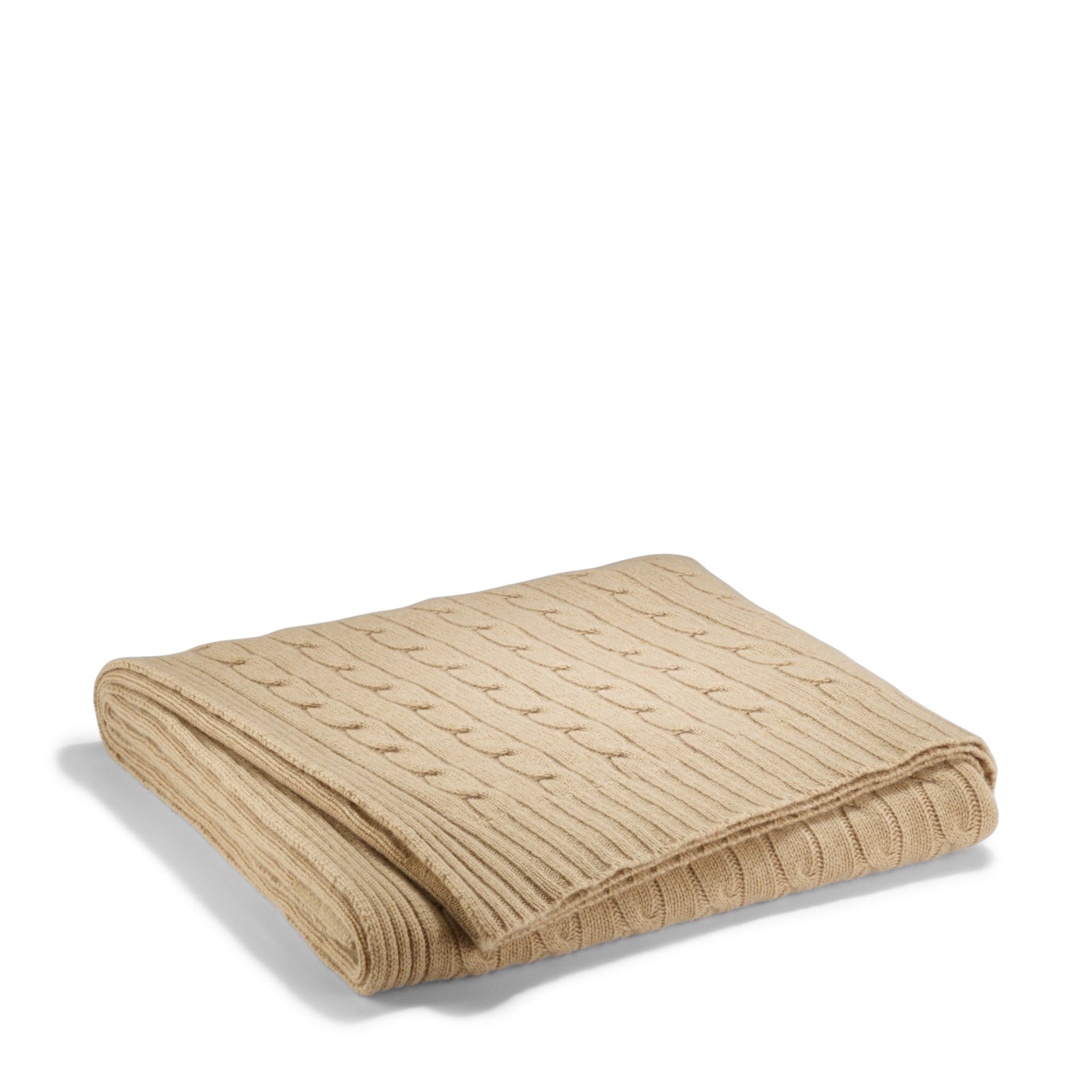 CABLE CASHMERE THROW NATURAL