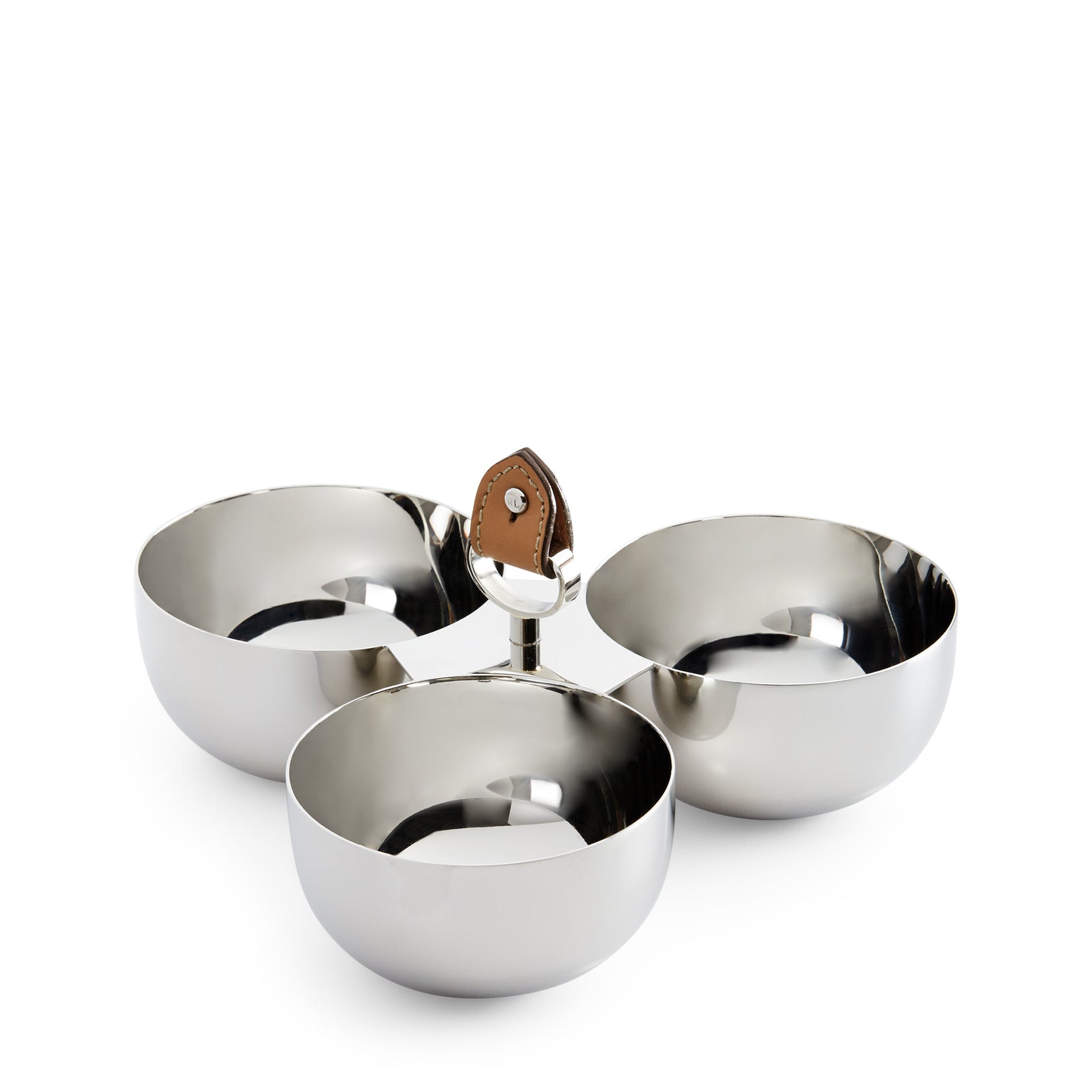 WYATT TRIPLE NUT BOWL SILVER LEATHER COLOR