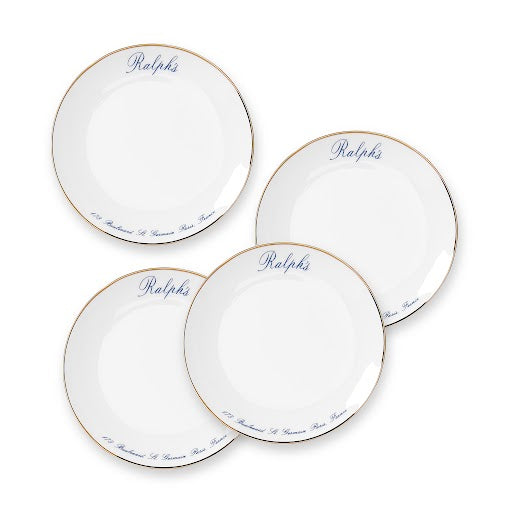 RALPH'S CANAPE PLATES SET NAVY BLUE AND GOLD