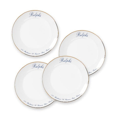 RALPH'S CANAPE PLATES SET NAVY BLUE AND GOLD