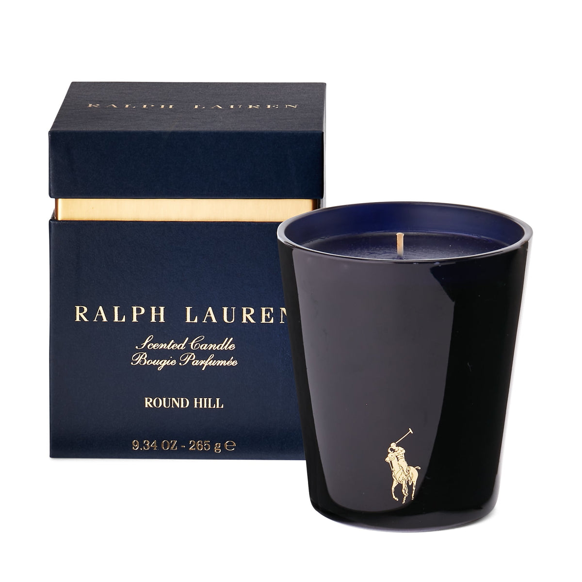 ROUND HILL CANDLE NAVY AND GOLD