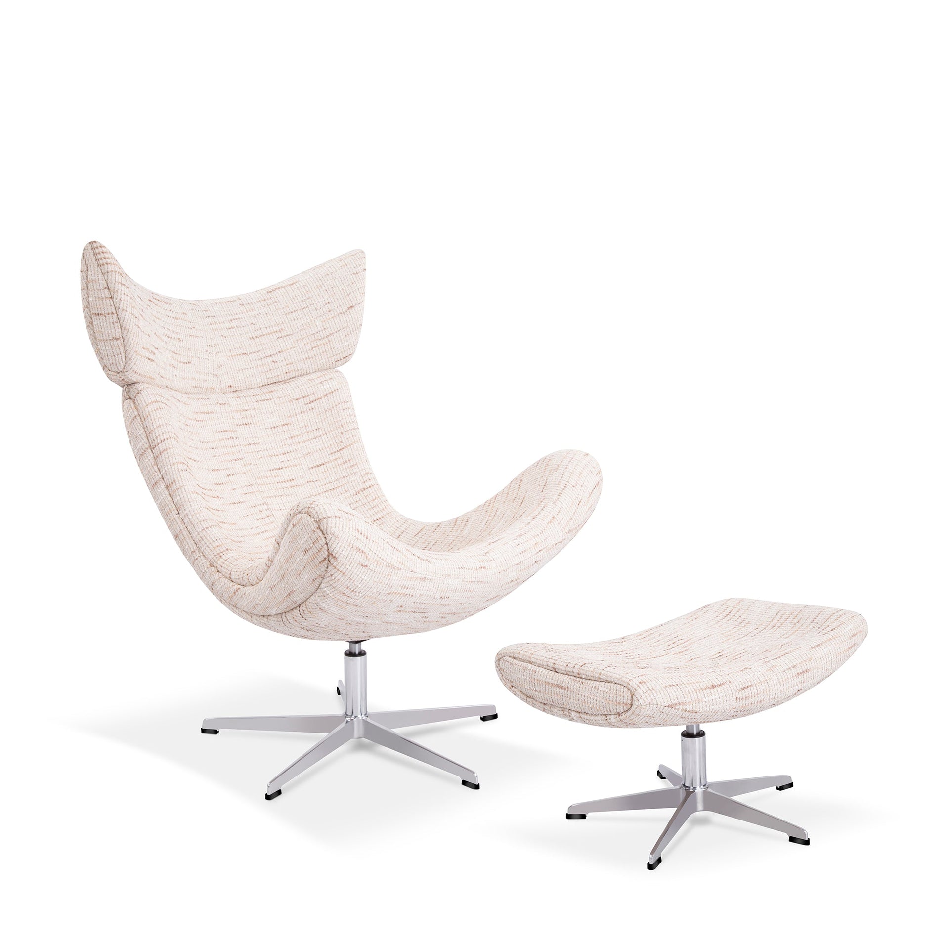 XAVIER LIGHT CHENILLE SWIVEL CHAIR & OTTOMAN