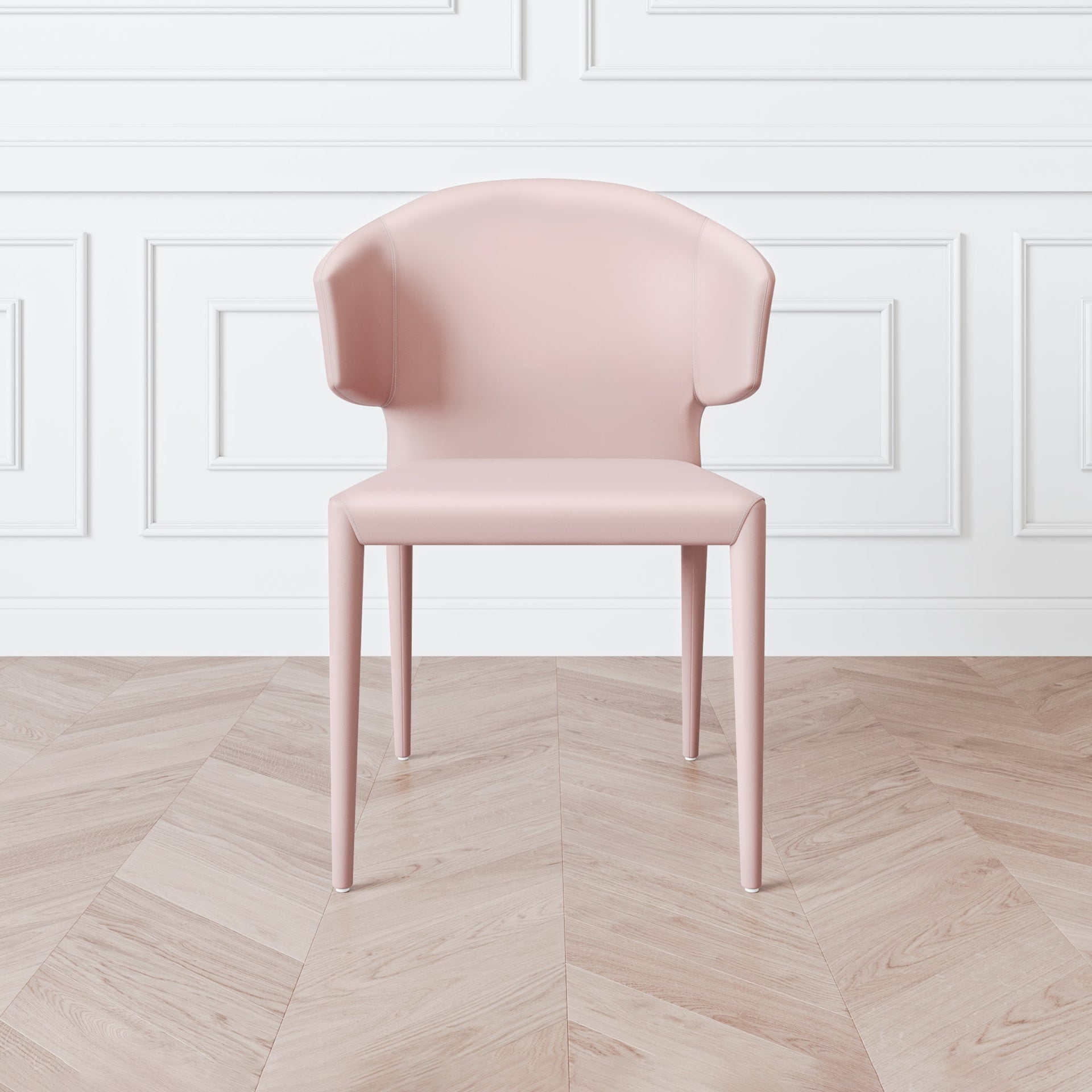 BULL PINK LEATHER DINING CHAIR