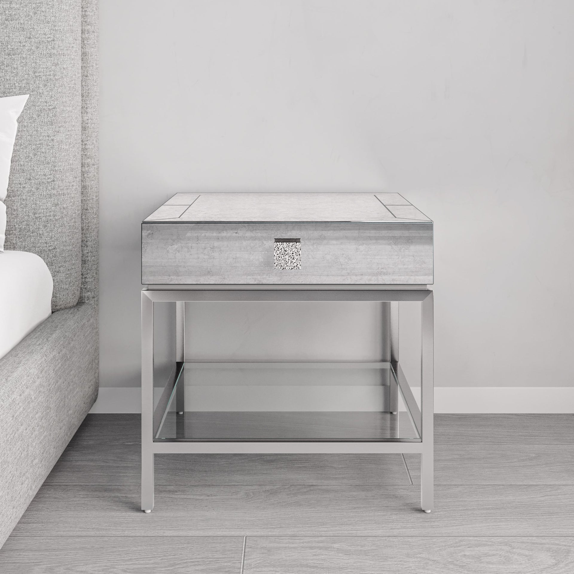 GALLAGHER SILVER NIGHTSTAND