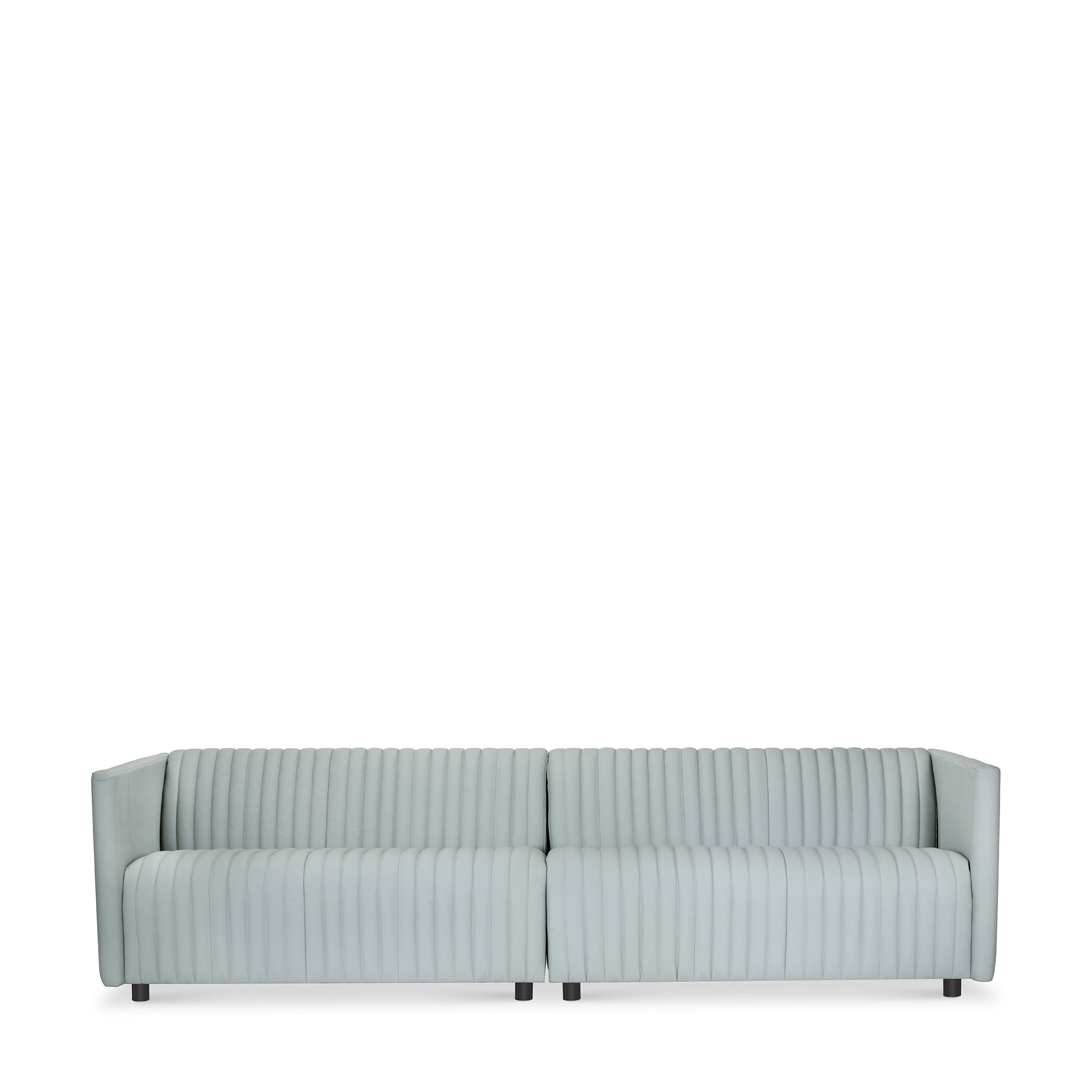 GISELLE GREY LEATHER 3-SEATER SOFA
