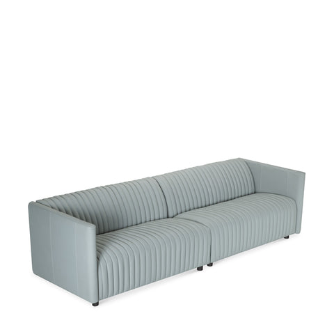 GISELLE GREY LEATHER 3-SEATER SOFA