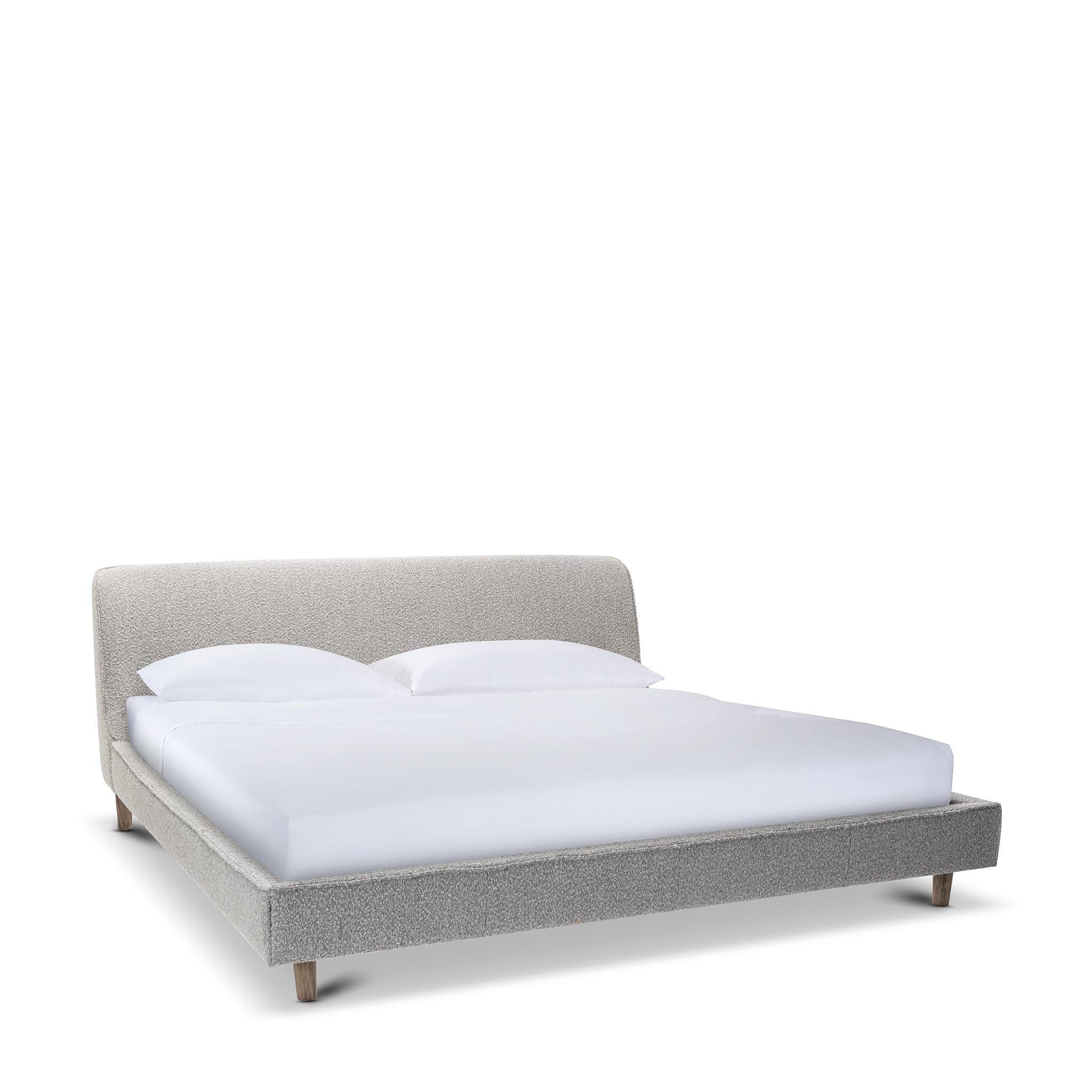 BLAIRE GREY BOUCLE US KING SIZE BED WITH BED SLATS