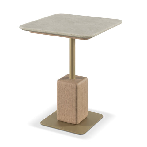 GEM  IVORY STONE TOP END TABLE