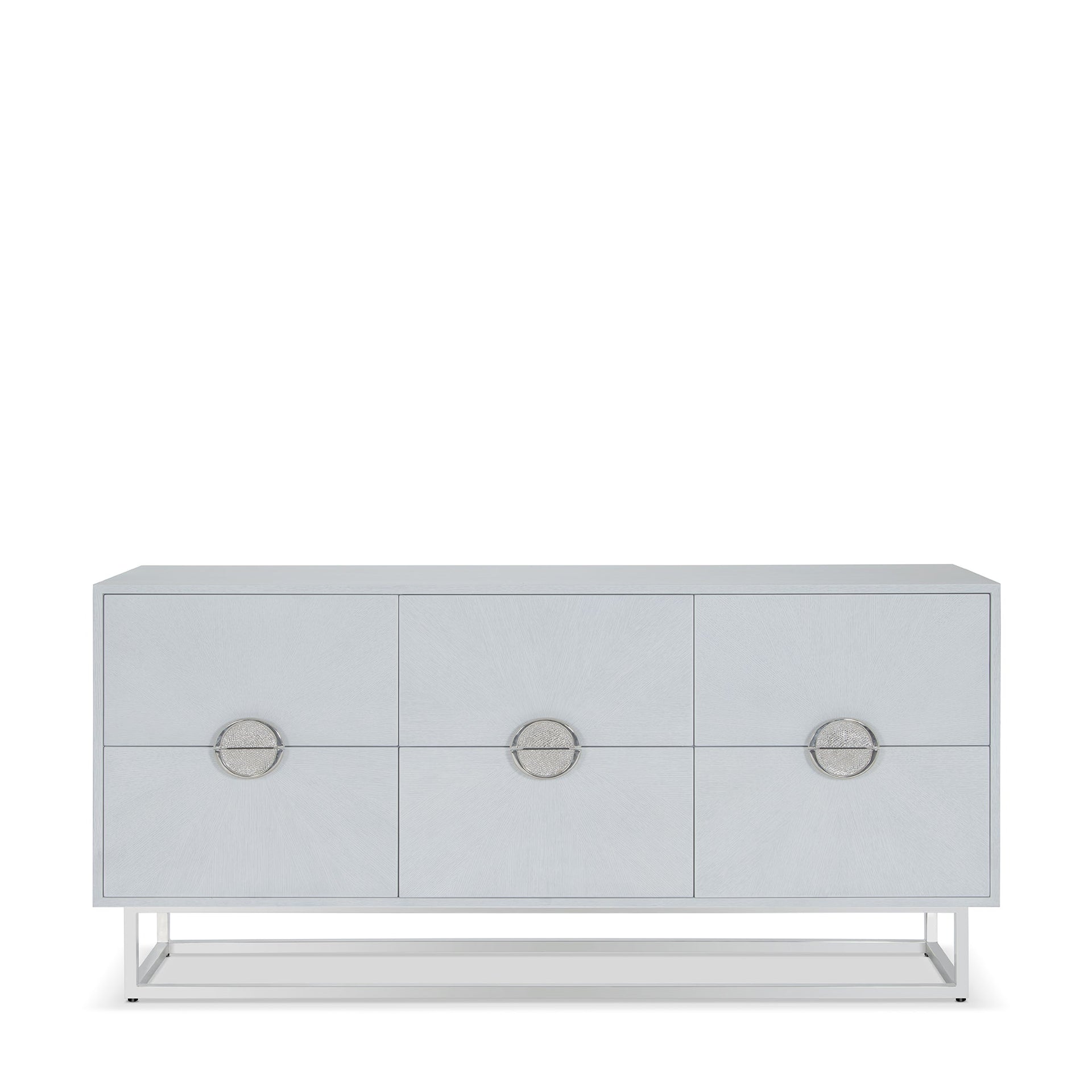 SUNBURST SILVER WHITE 6-DRAWER CHEST