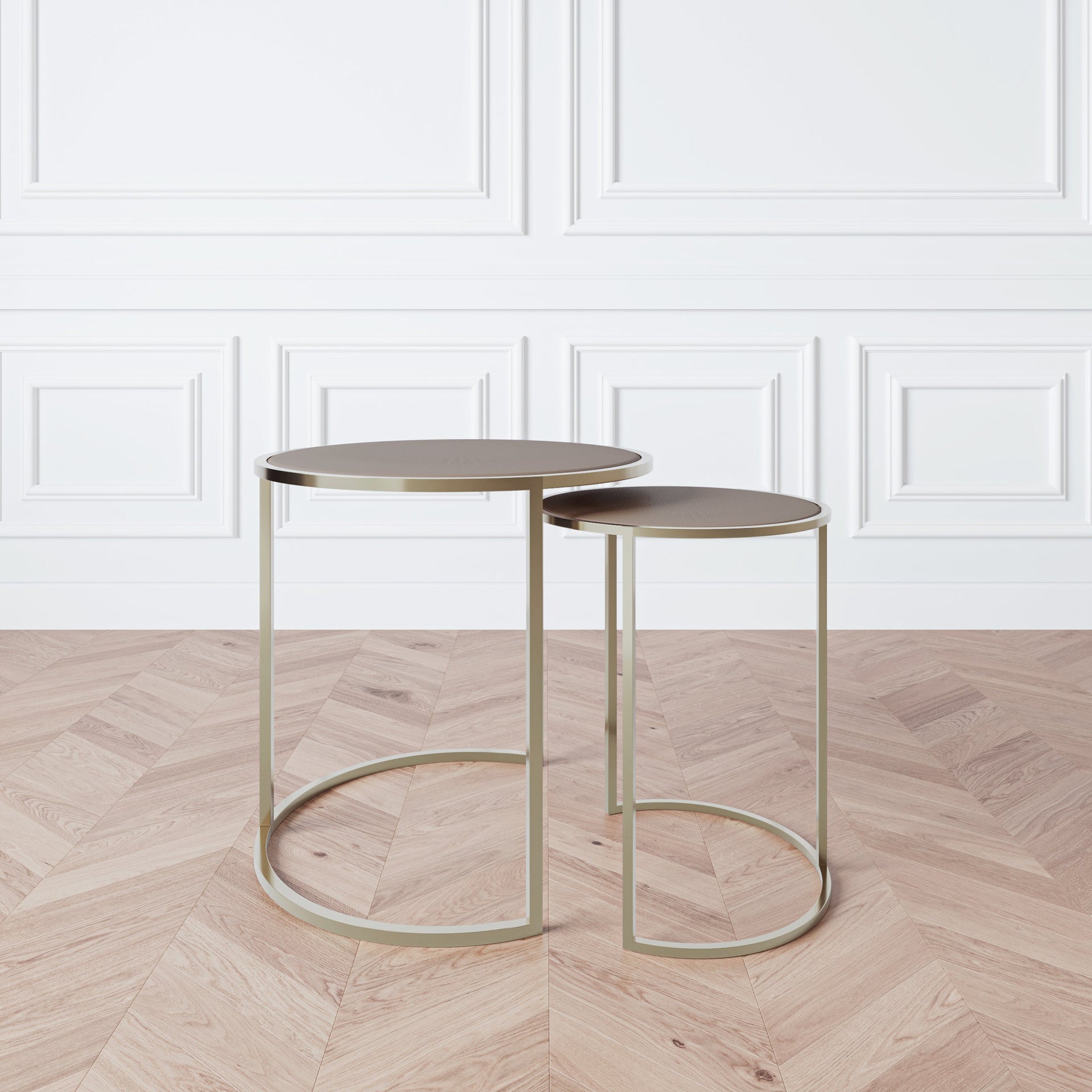 SHAYA LATTE LEATHERETTE NESTING TABLES