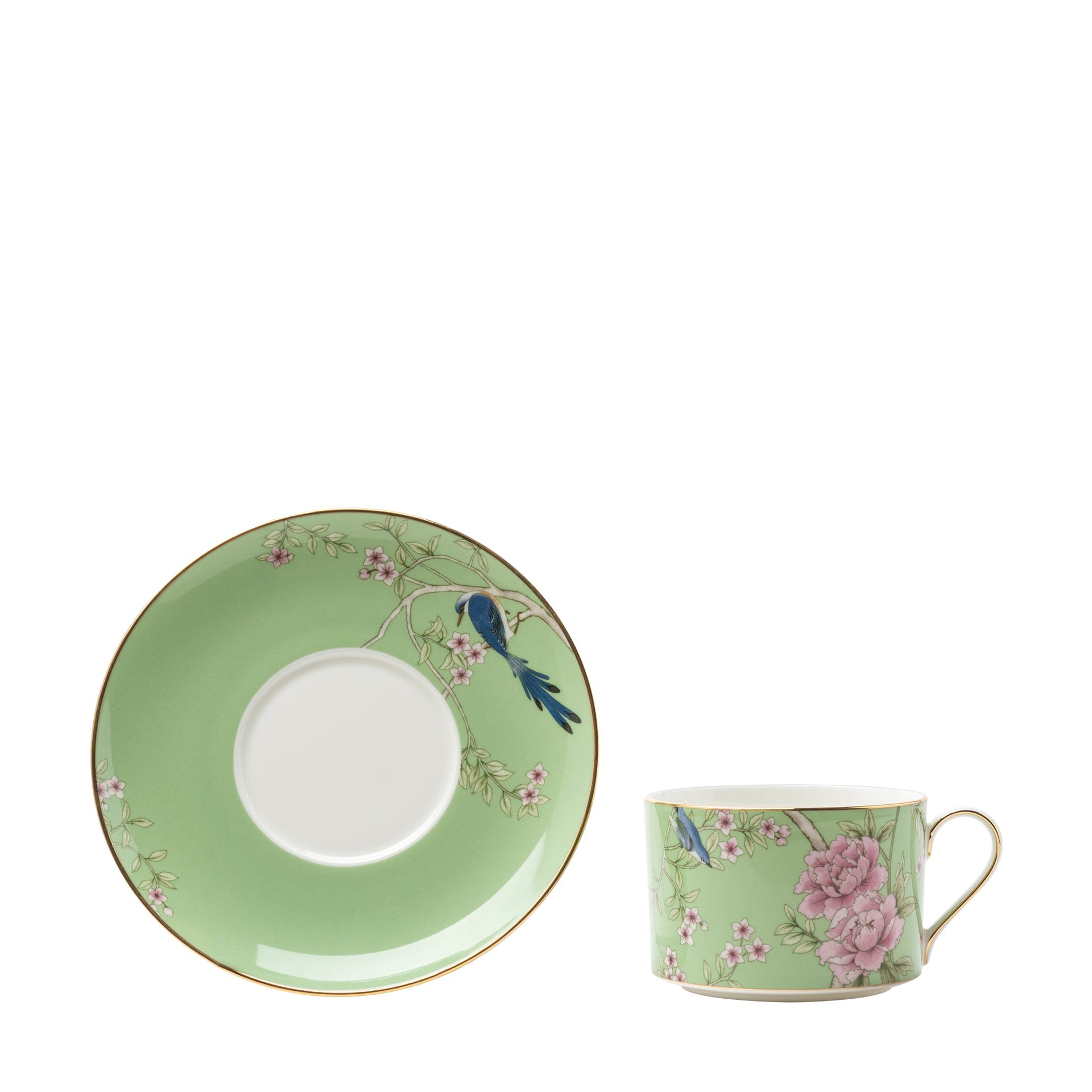 QUEEN'S GARDEN GREEN 1 PC. TEA CUP & 1PC. 16CM  SAUCER WITH 1PR GIFT PACK