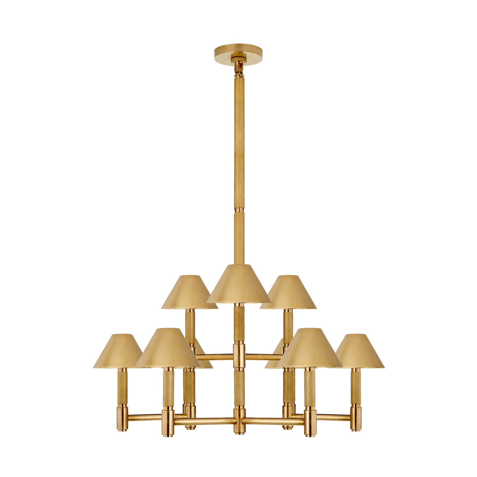 BARRETT MEDIUM KNURLED CHANDELIER IN NATURAL BRASS