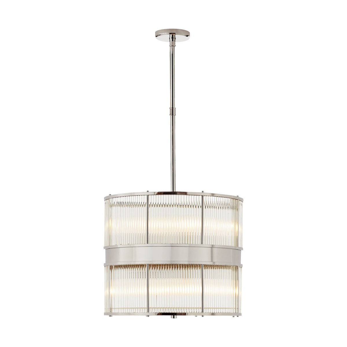 ALLEN LARGE PENDANT IN POLISHED NICKEL WITH GLASS RODS